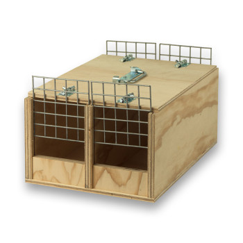 Transportadora de madeira Avi com 2 compartimentos para aves de médio porte