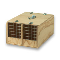 Transportadora de madeira Avi com 2 compartimentos para aves de médio porte