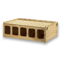 Transportadora de madeira Pluma com 5 compartimentos para aves médio porte