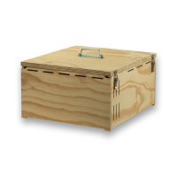 Transportadora de madeira Pluma com 3 compartimentos para aves médio porte
